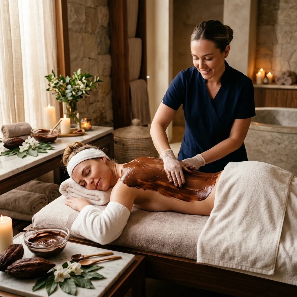 A massage therapist performing a chocolate massage on a client at Ahana Spa in Neknampur, Hyderabad