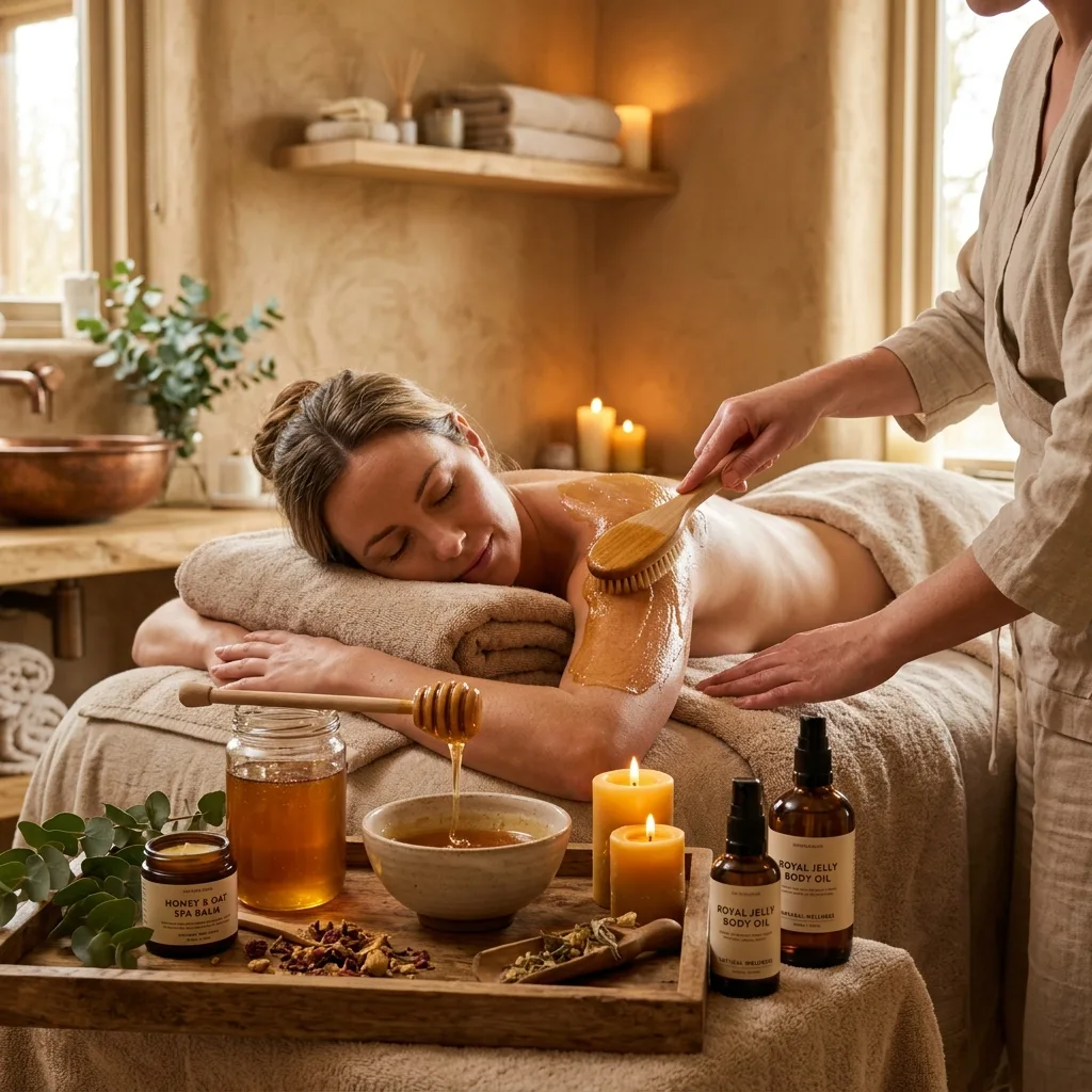 A massage therapist performing a honey massage on a client at Ahana Spa in Neknampur, Hyderabad